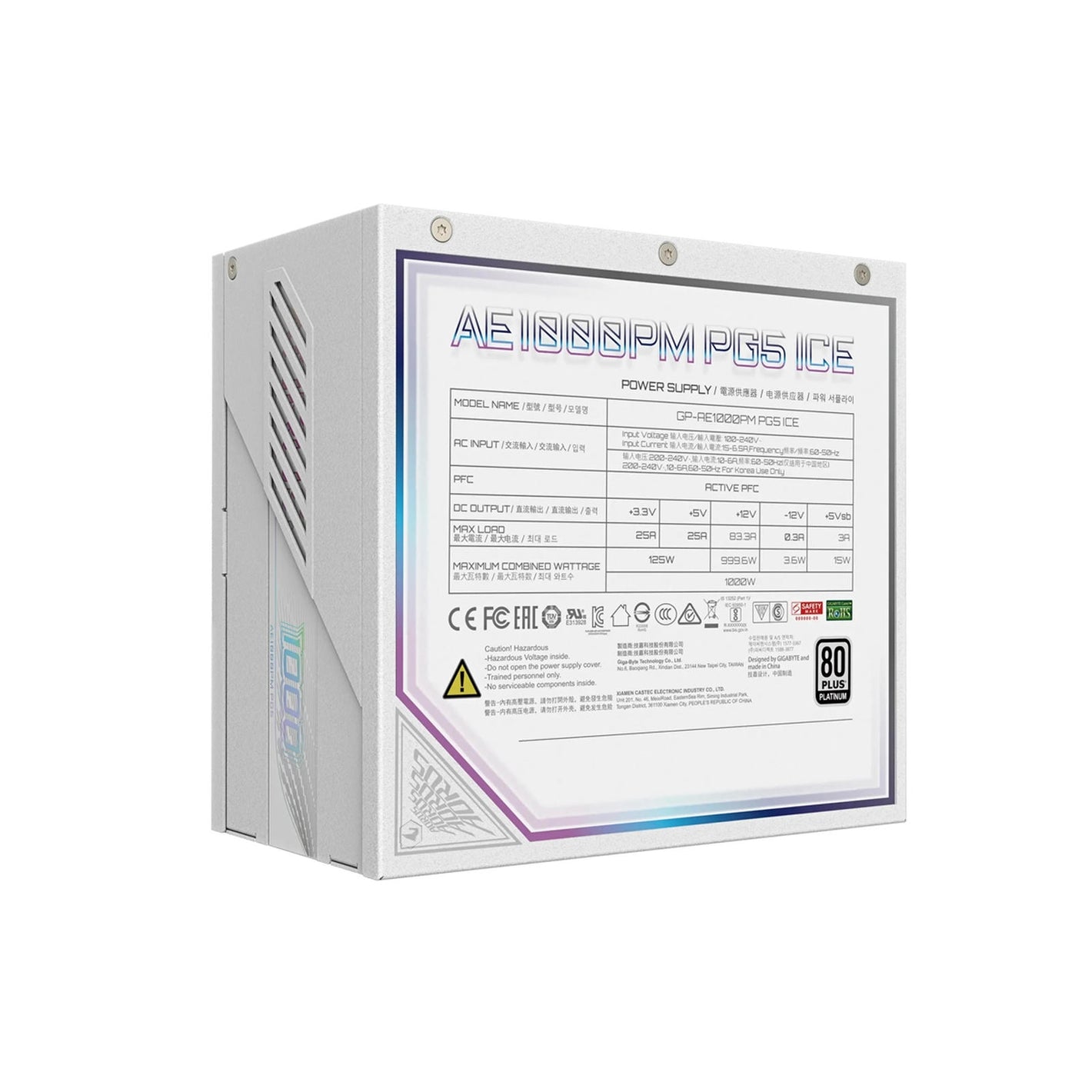 PSU AORUS ELITE *P1000W 80+ PLATINUM* MODULAR PCIE 5.0 ICE PSU - *WHITE*