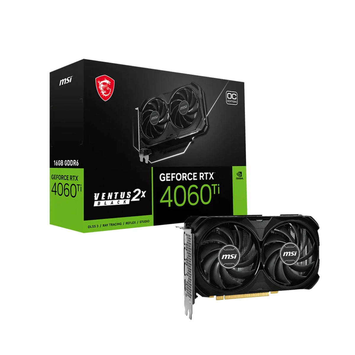 MSI Geforce RTX 4060 TI Ventus 2X Black 16GB OC Graphic Card