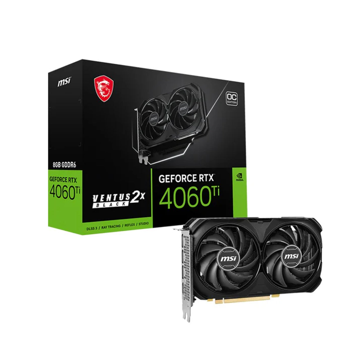 MSI Geforce RTX 4060 TI Ventus 2X Black 8GB OC Graphic Card