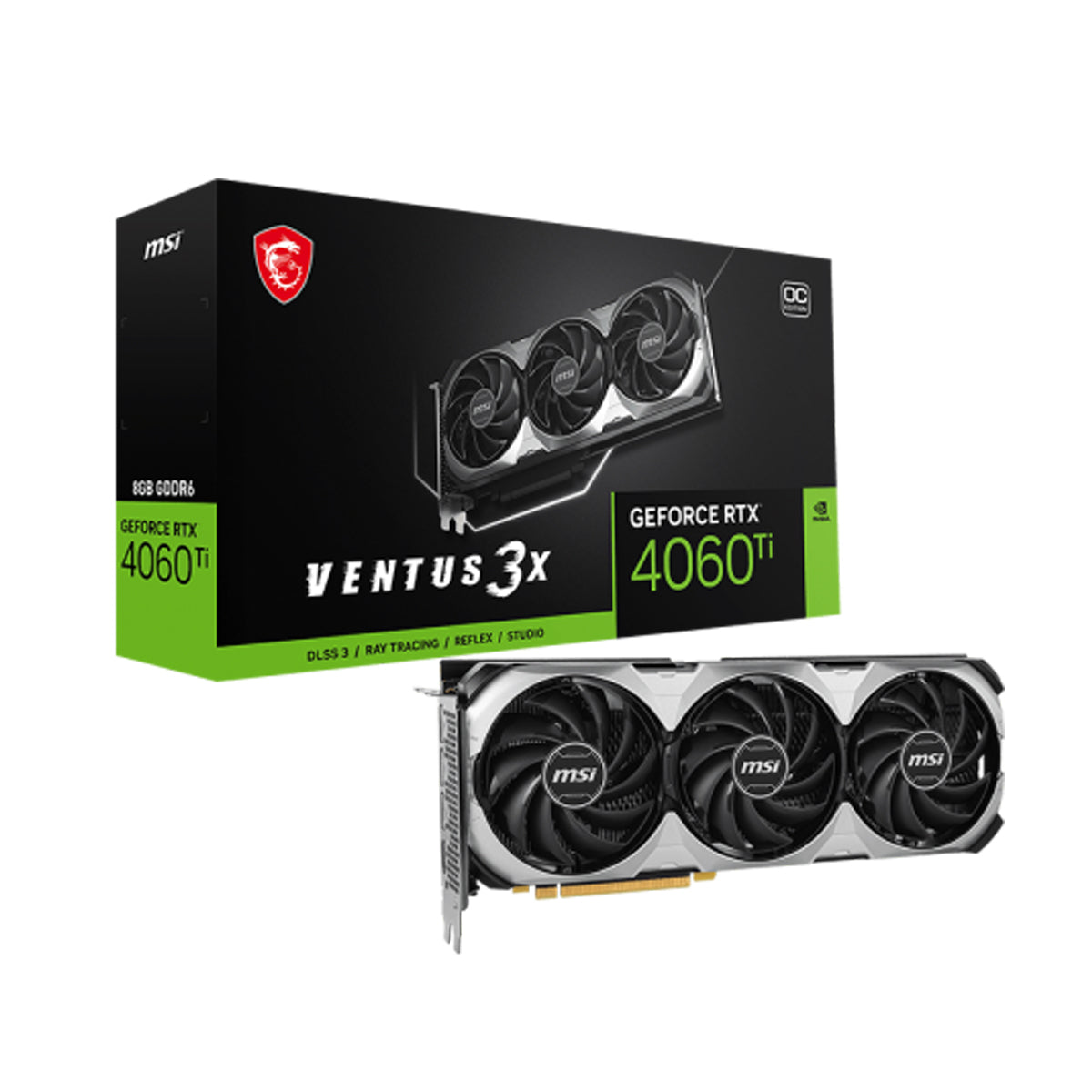 MSI Geforce RTX 4060 TI Ventus 3X E 8GB OC Graphic Card