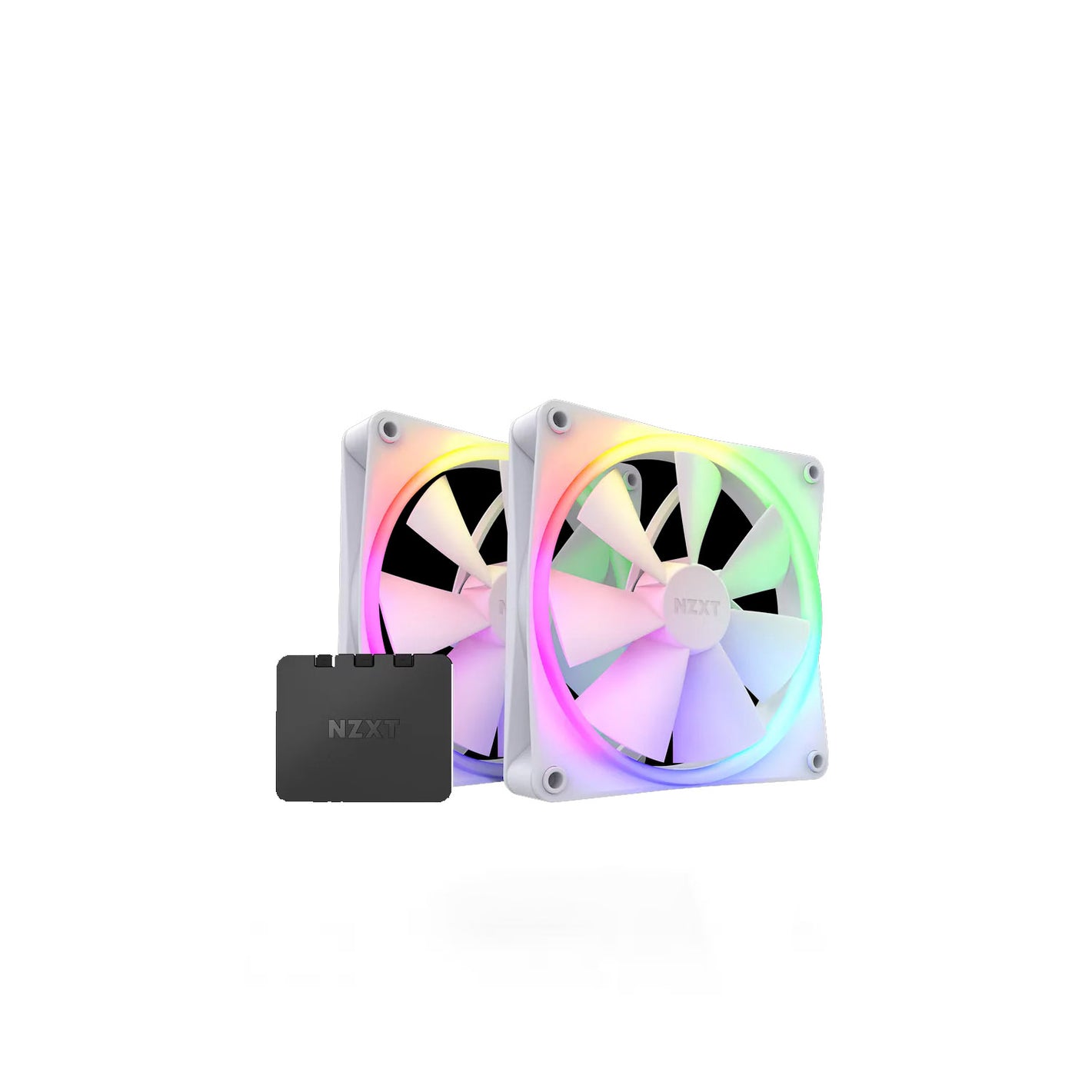NZXT F140 Twin Pack White 2x 140mm RGB Fans Controller FDB Cooler Fan (RF-R14DF-W1)