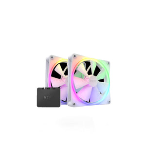 NZXT F140 Twin Pack White 2x 140mm RGB Fans Controller FDB Cooler Fan (RF-R14DF-W1)