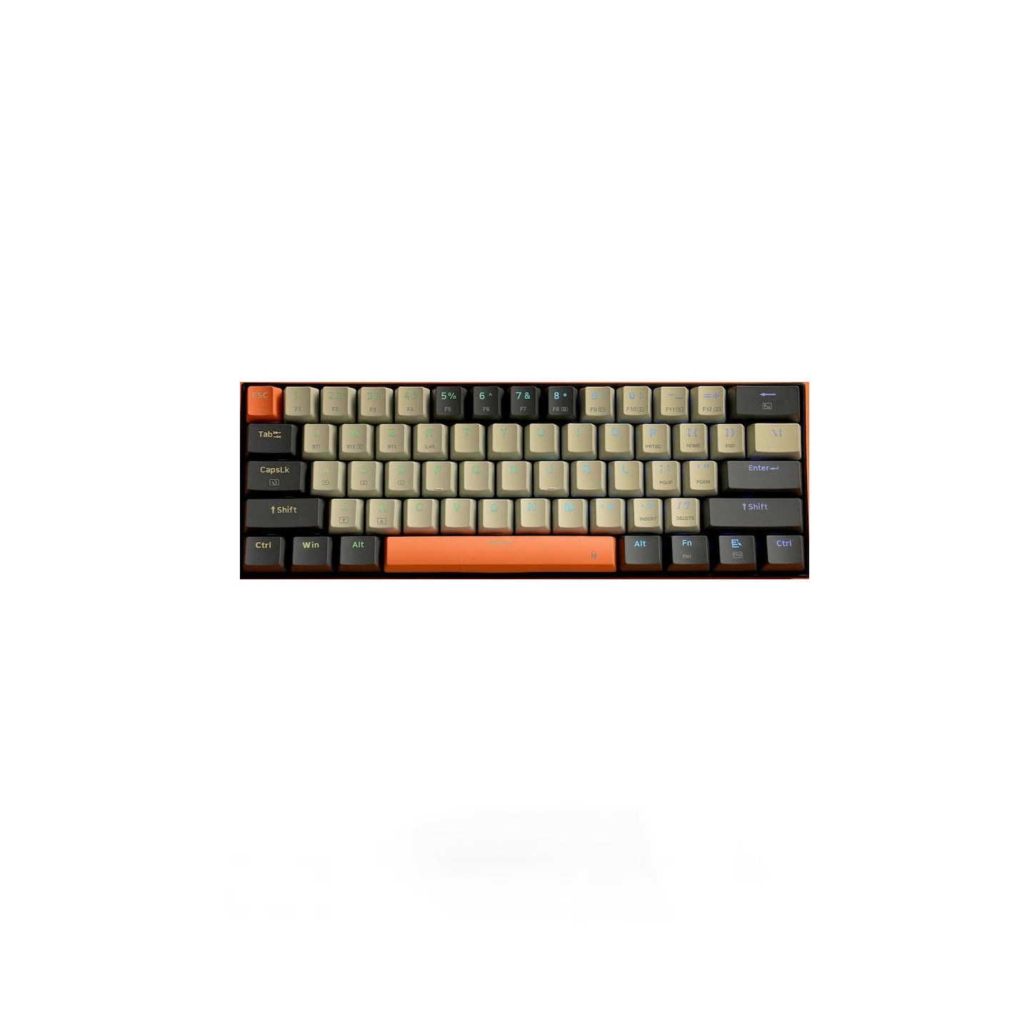 Redragon Caraxes PRO K644CGO-RGB-PRO 61 Keys Red Switch 3-Mode Cream-Gray-Orange RGB Mechanical Keyboard