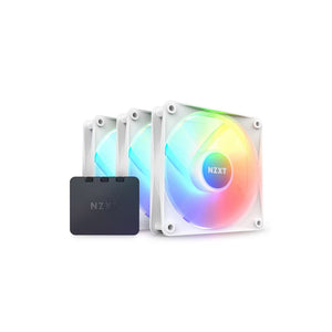 NZXT F120 RGB Core Triple Pack White 3x120mm Hub-Mounted aRGB Fan FDB Cooler Fan (RF-C12TF-W1)