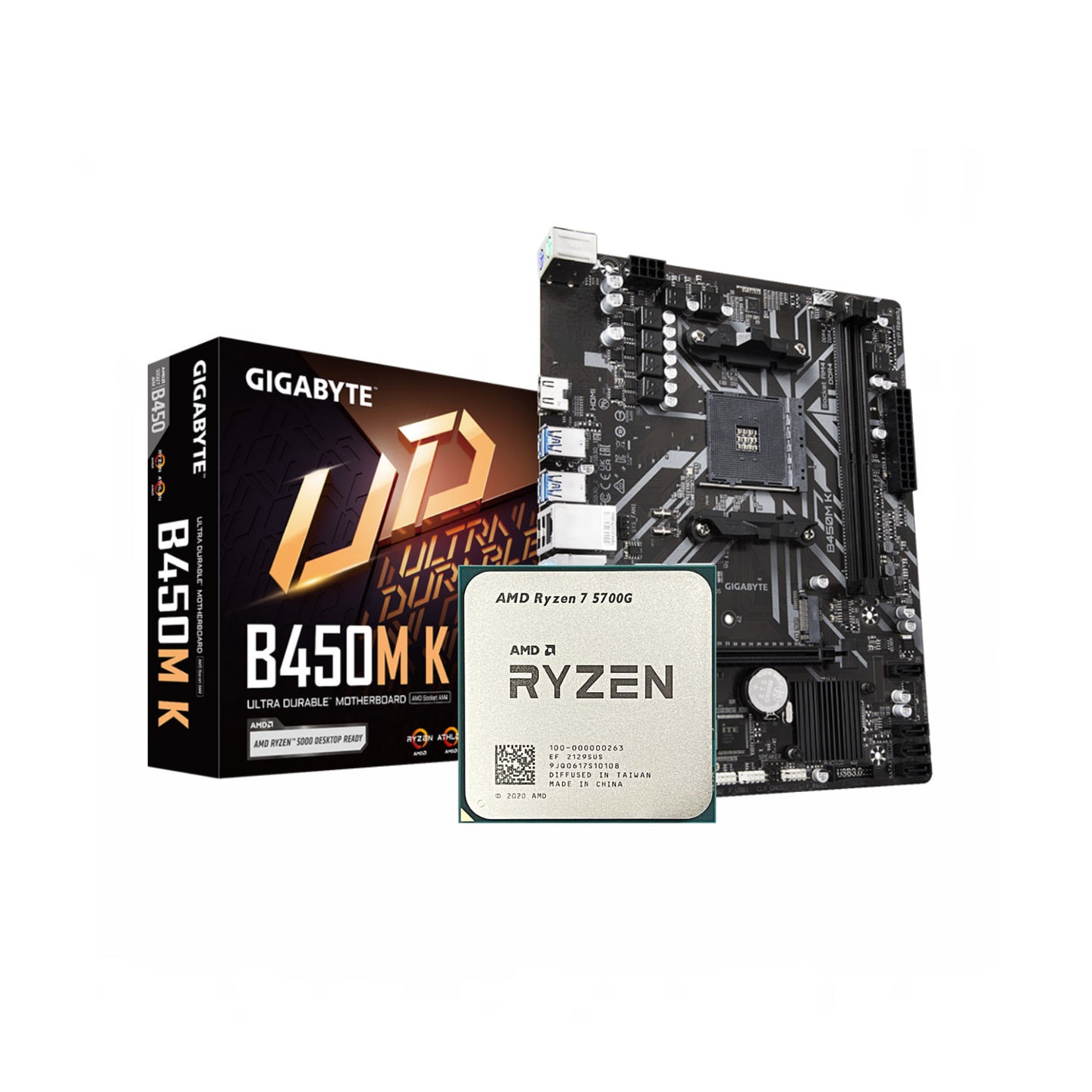 AMD Ryzen 7 5700G + Gigabyte B450M-K AM4 DDR4 Bundle