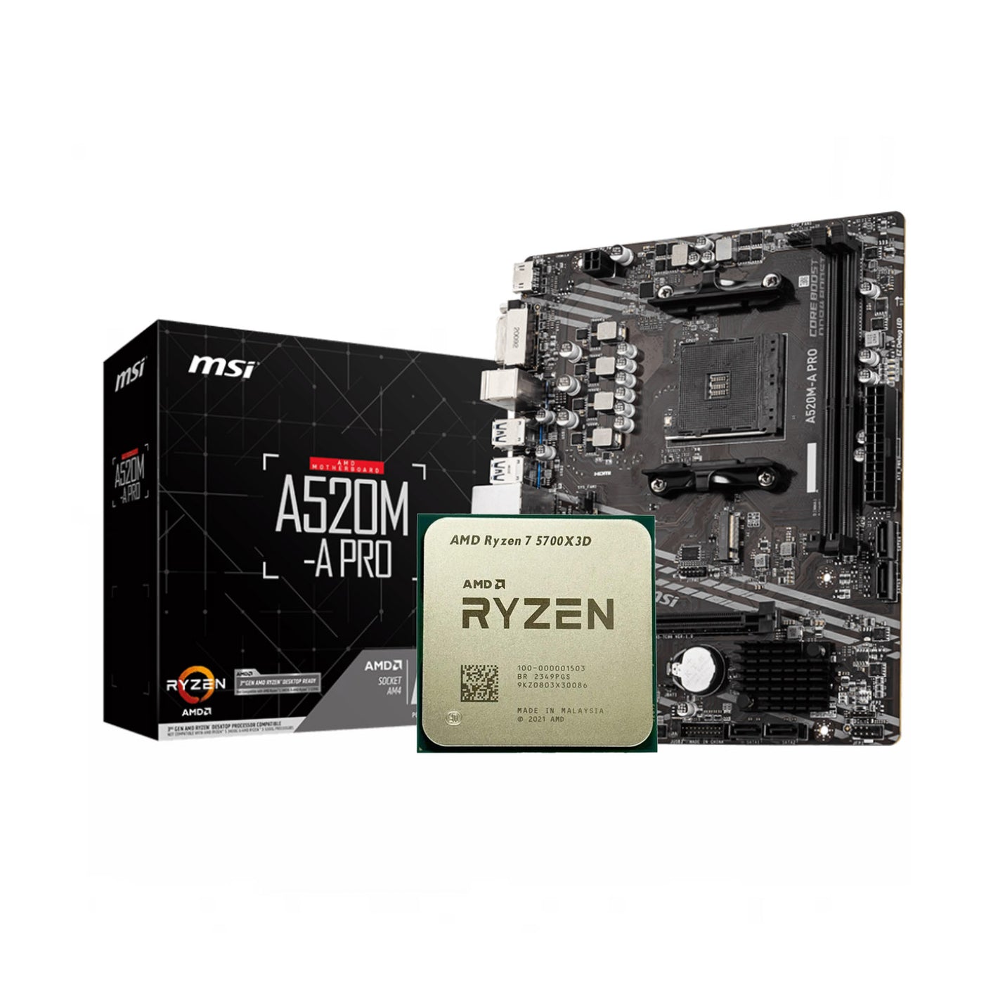 AMD Ryzen 7 5700X3D + MSI A520M-A Pro AM4 DDR4 Bundle