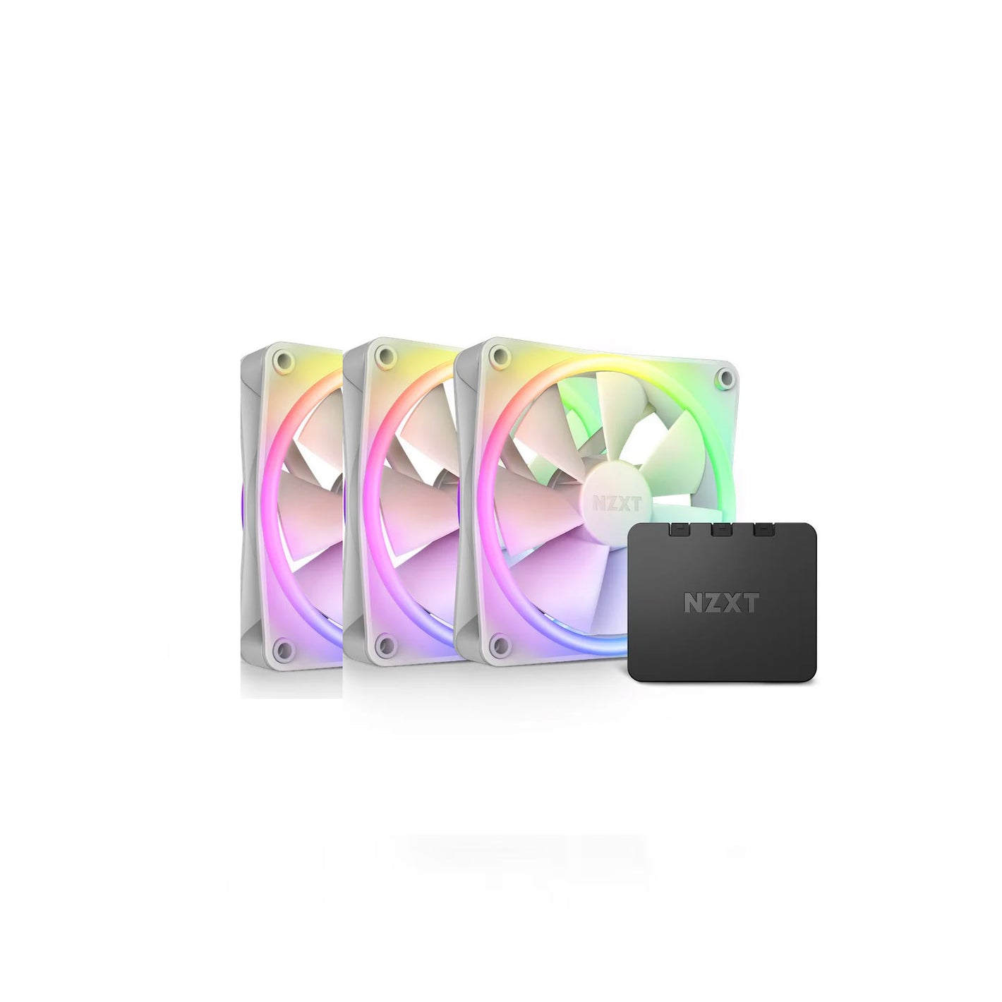 NZXT F120 RGB Duo Triple Pack White 3x120mm Duo RGB Cool FDB Cooler Fan (RF-D12TF-W1)