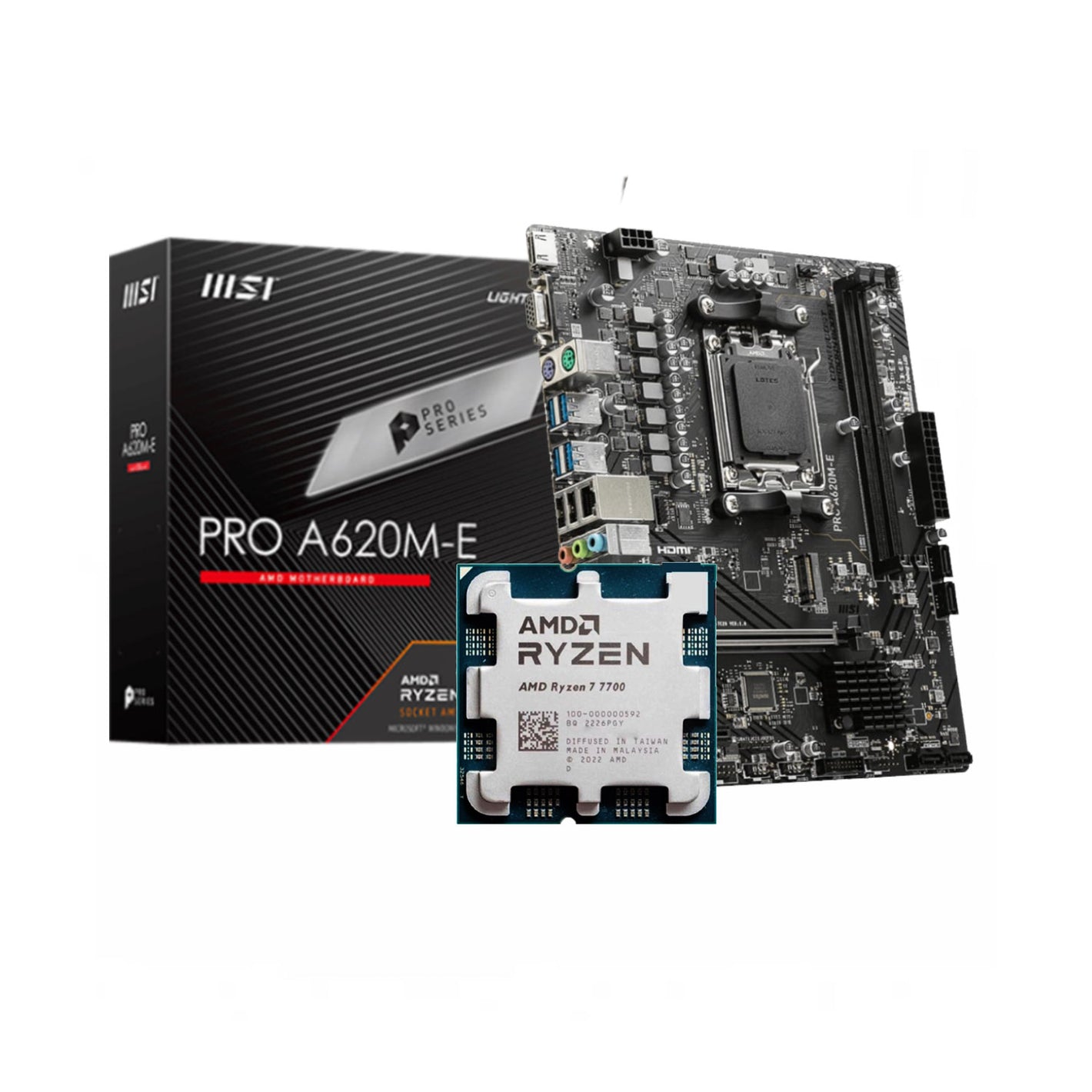 AMD Ryzen 7 7700 + MSI PRO A620M-E AM5 DDR5 Bundle