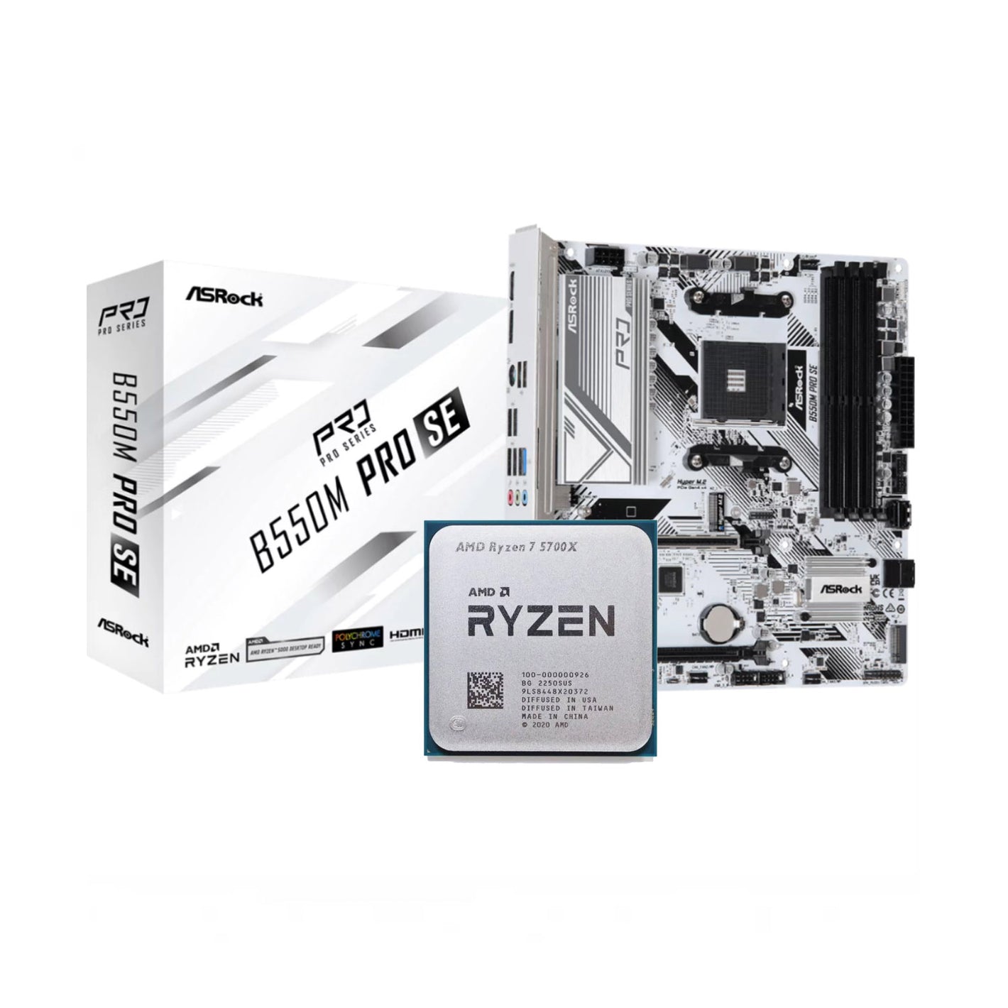 AMD RYZEN 7 5700X + Asrock B550M Pro SE White AM4 DDR4 (Bundle)