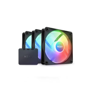 NZXT F120 Triple Pack Black 3x 120mm RGB Fans Controller FDB Cooler Fan (RF-R12TF-B1)
