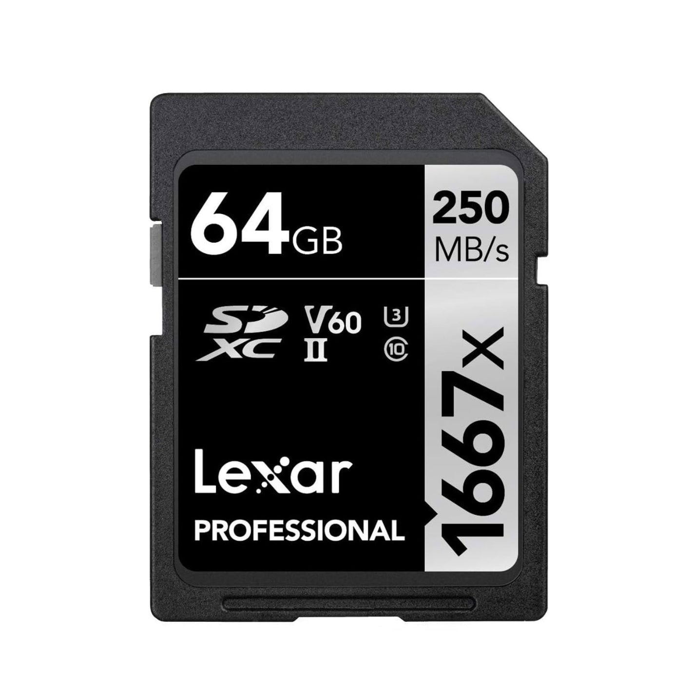 Lexar Professional 1667x SDHC/SDXC UHS-II U3 V60 64GB Memory Card (LSD64GCB1667)