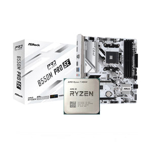 AMD RYZEN 7 5800X + Asrock B550M Pro SE White AM4 DDR4 Bundle