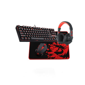 Redragon K552-BB-2 Combo Unit 4N1 Red Backlit Black Keyboard Mouse Mousepad Headset