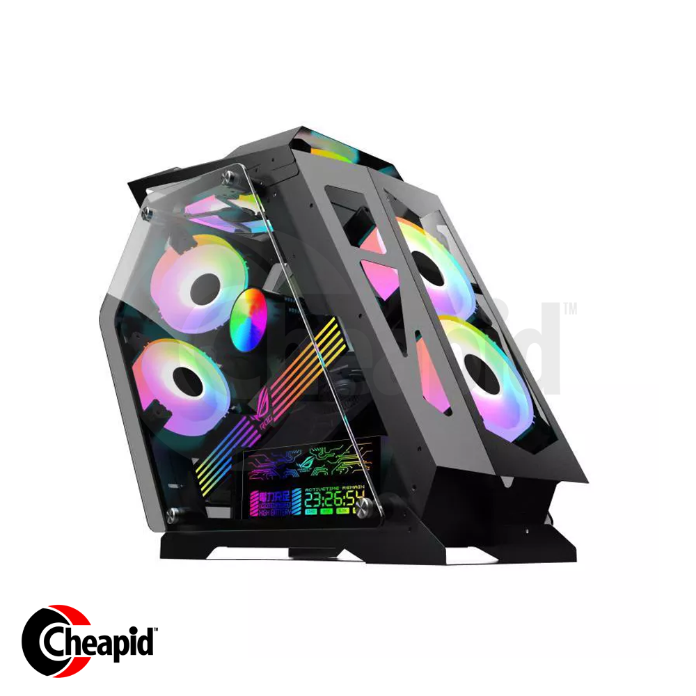 Keytech Cyborg Black Tempered Side Open-Air mATX Casing