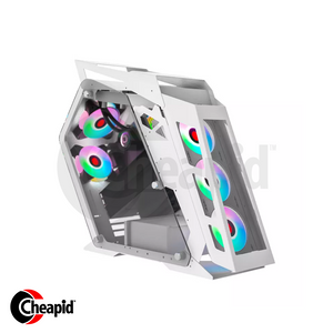 Keytech Cyborg White Tempered Side Open-Air mATX Casing