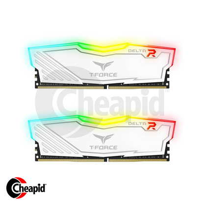 Team Elite T-Force Delta RGB LED 16GB (2x8GB) DDR4 3200MHz Desktop Memory - White (D8GBX23200W)