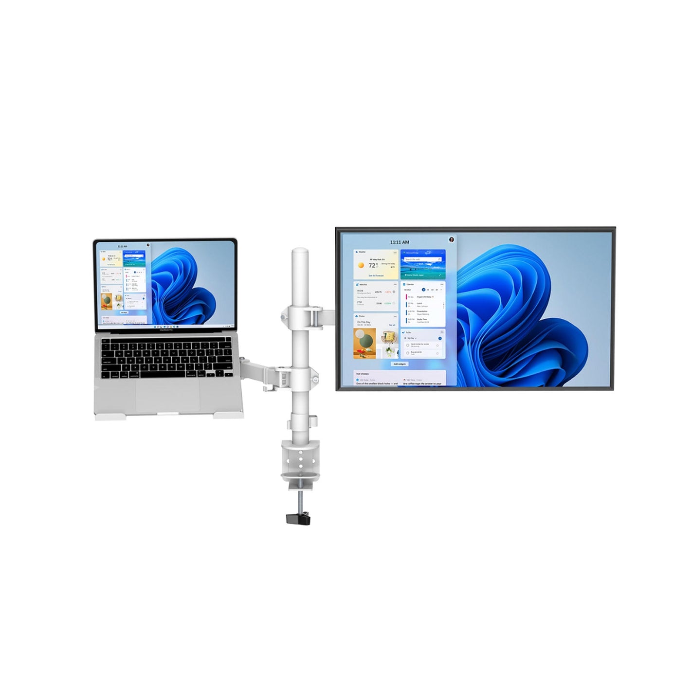 ACCESSORIES Inplay KMT 4 White Dual Monitor Arm with Laptop Stand