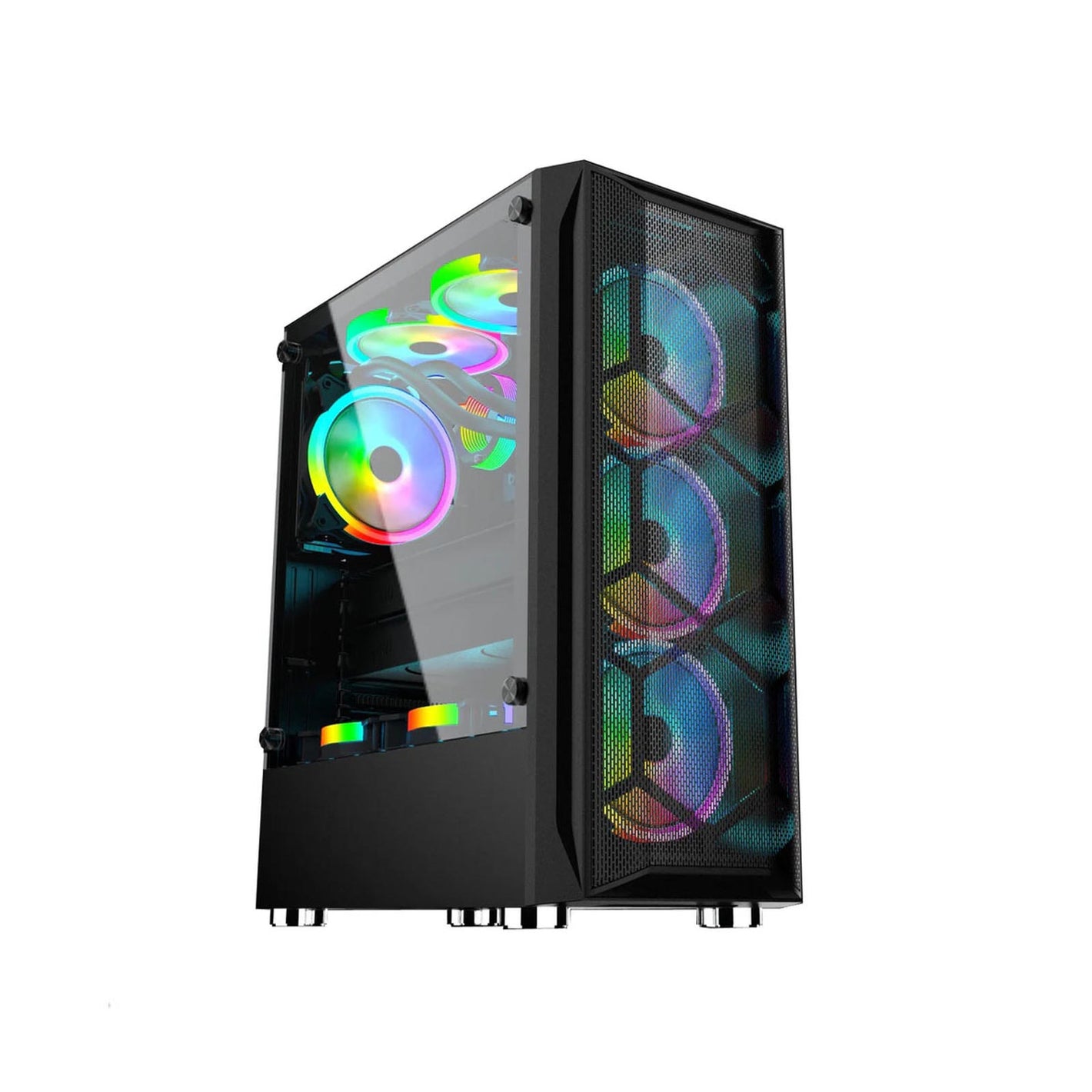 CASING Coolman Aurora Case Tempered Glass w/ 3pcs RGB Fans Black