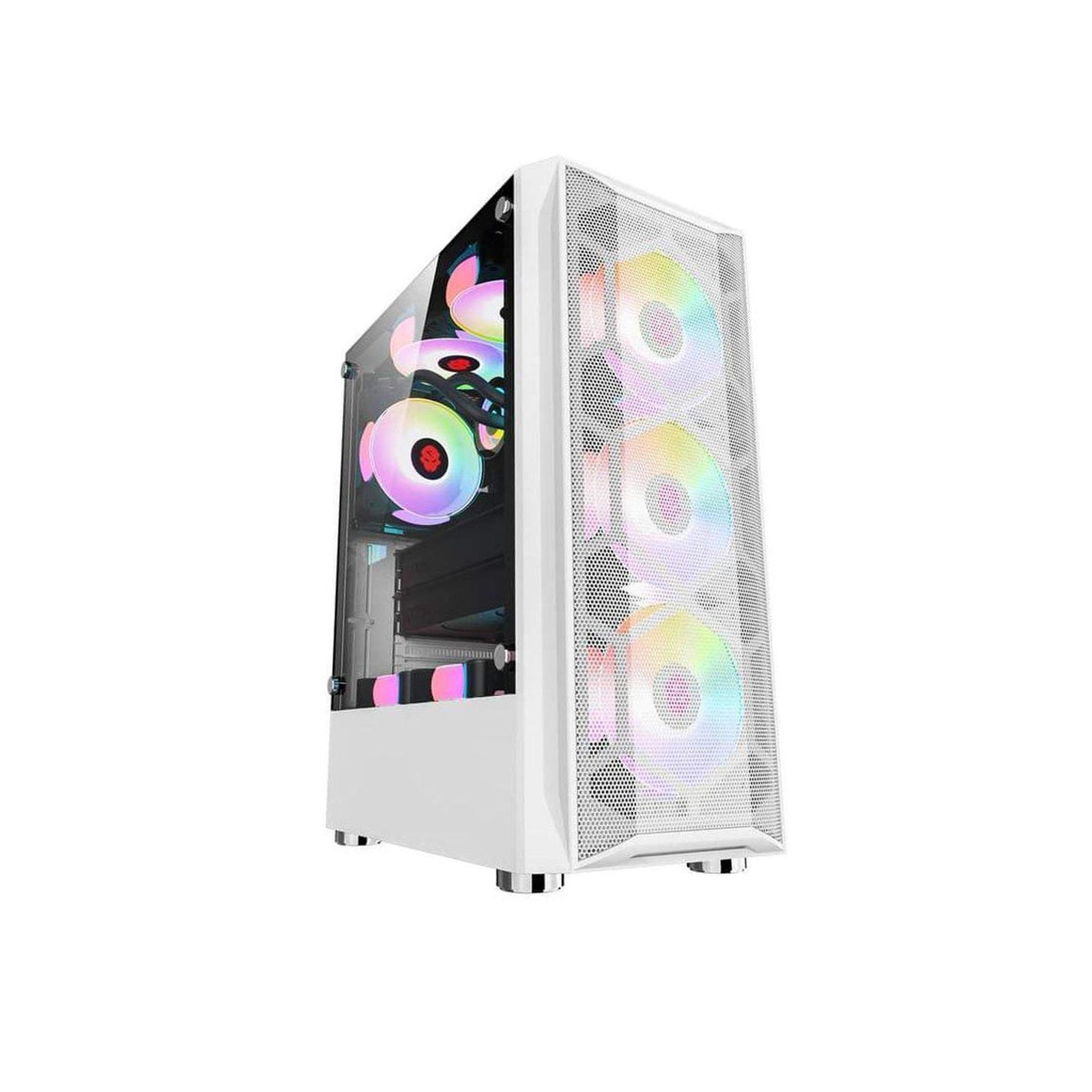 CASING Coolman Aurora Case Tempered Glass w/ 3pcs RGB Fans White