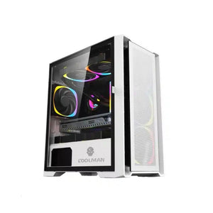 CASING Coolman Ruby Case Tempered Glass w/ 3pcs Colour Fans White