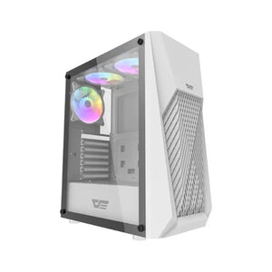 CASING darkFlash DK150 (WHITE WITH 3PCS 12CM RAINBOW FAN) ATX
