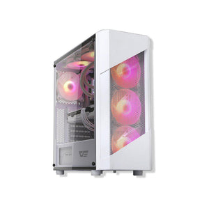 CASING darkFlash POLLUX (WHITE WITH 2PCS 14CM RAINBOW FAN) ATX