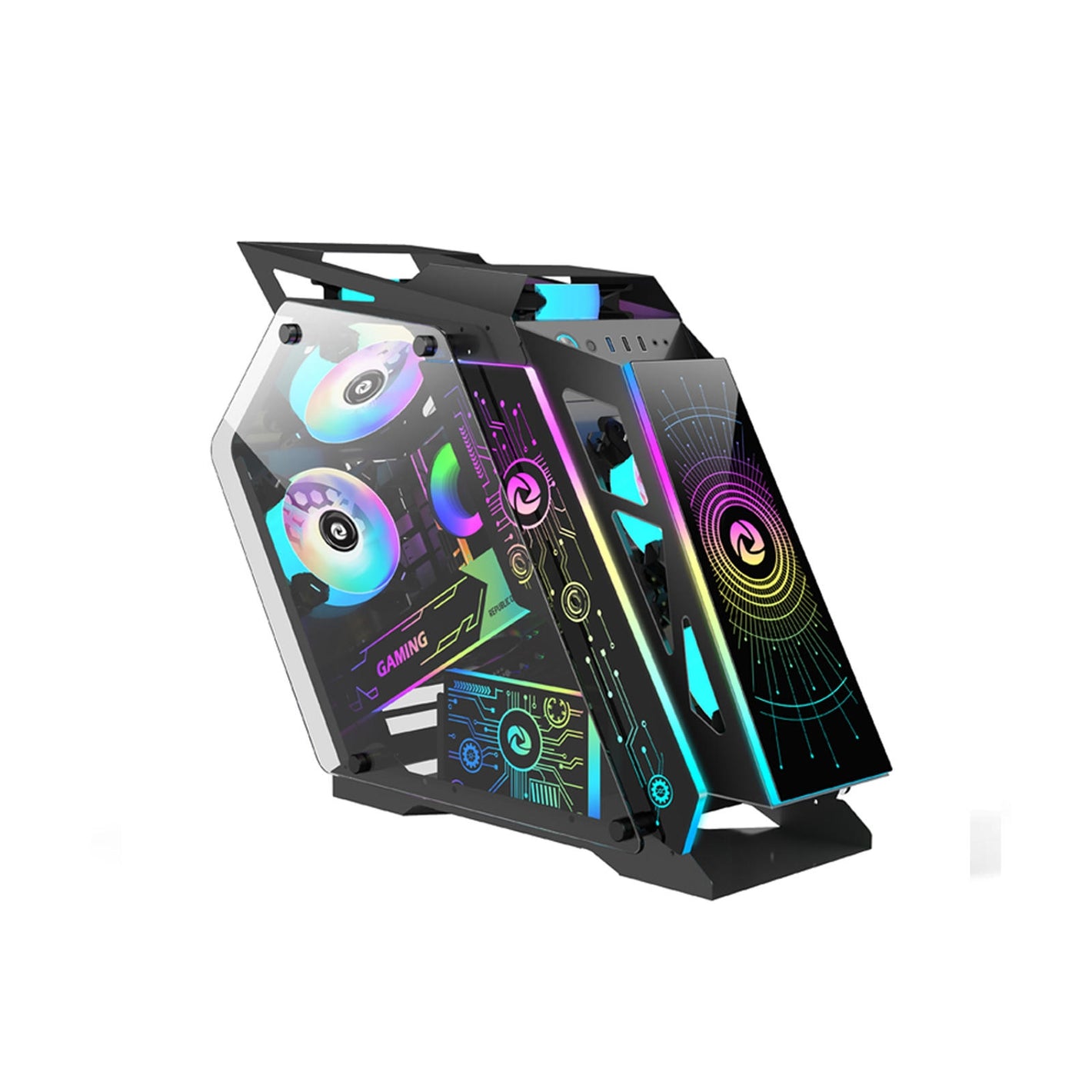 CASING INPLAY Thunder Series Thunder Micro ATX Case With 6RGB Fans and Light Panel | Black