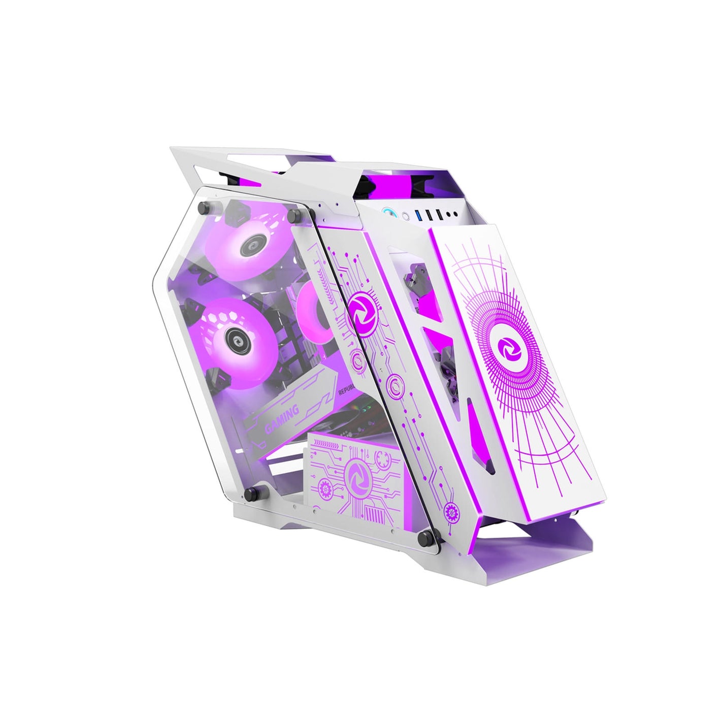 CASING INPLAY Thunder Series Thunder Micro ATX Case With 6RGB Fans and Light Panel | White