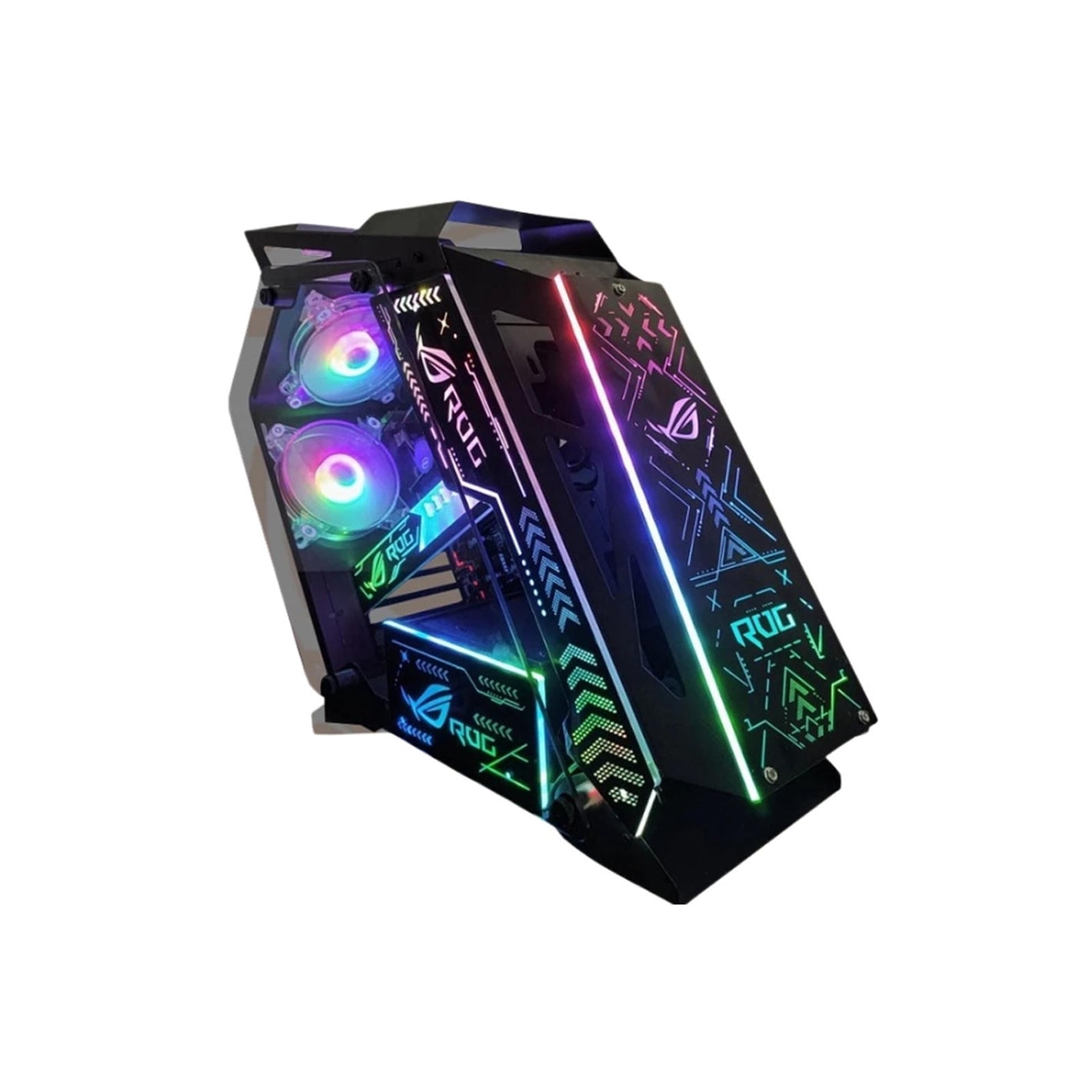 CASING Keytech Cyborg Black Tempered Side Open-Air mATX with Fans