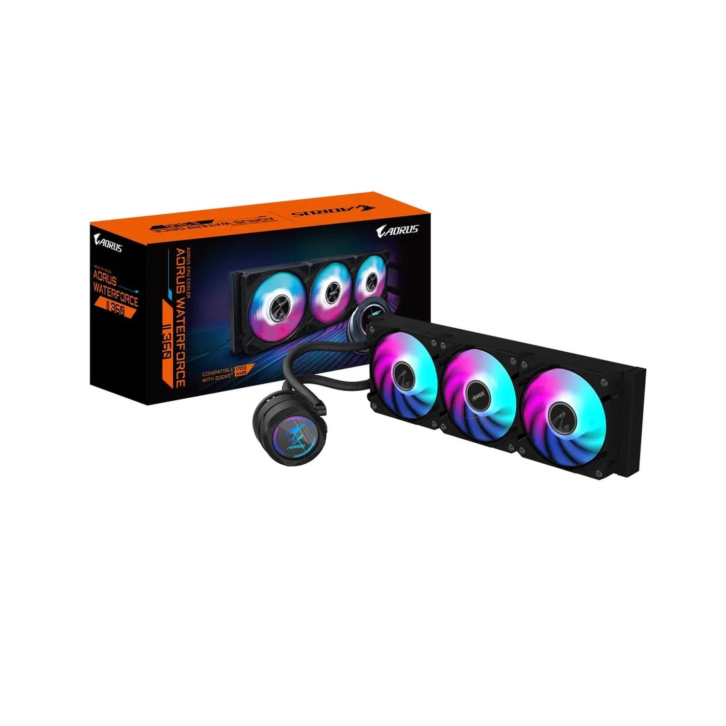 GIGABYTE AORUS WATERFORCE II 360 AIO W/ FAN EZ CHAIN 3X120MM ARGB FAN