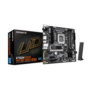 GIGABYTE GA-B760M-DS3H-WF6E-D4-G5 - DDR4 4x DIMM GEN5 PCIE5.0 14th/13th/12th processors