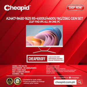 AMD AIO A24K7-R450-1625 R5-4500U/4600U 16G/256G
Gen Set
23.8" FHD IPS All in One PC