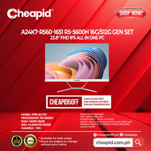 AMD AIO A24K7-R560-1651 R5-5600H 16G/512G Gen Set
23.8" FHD IPS All in One PC