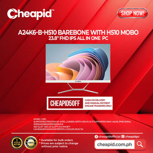 Barebone AIO A24K6-B-H510 Barebone With H510 Mobo
23.8" FHD IPS All in One PC